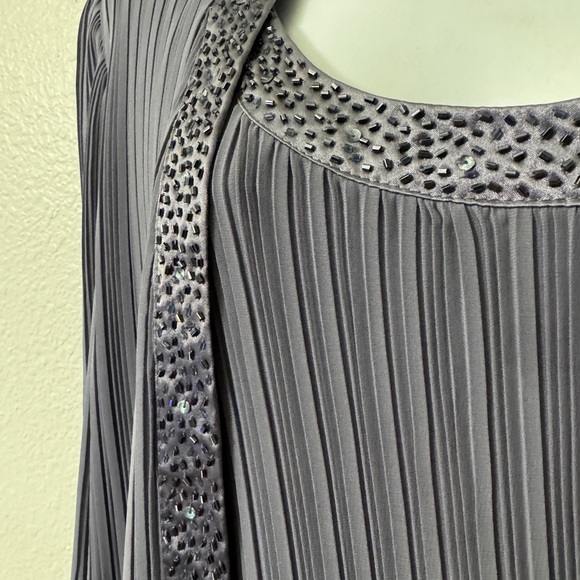 Patra Beaded One Piece Pleated Chiffon Dress Lt Purple Sz 14 - Picture 4 of 5